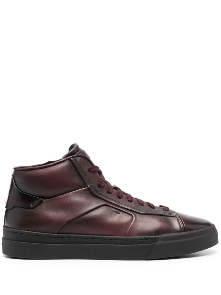 Santoni high-top leather sneakers - Red Cover