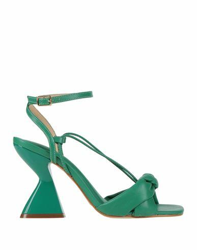 Miss Unique Woman Sandals Emerald green Leather Cover