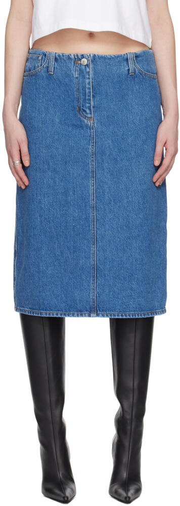 Magda Butrym Blue Five-Pocket Denim Midi Skirt Cover