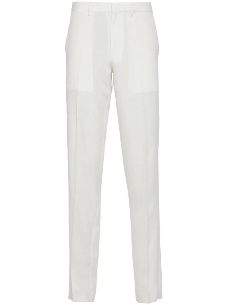 Prada triangle-logo silk trousers - White Cover