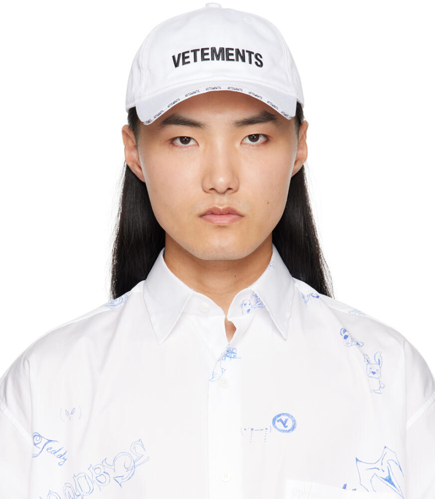 VETEMENTS White Iconic Logo Cap Cover