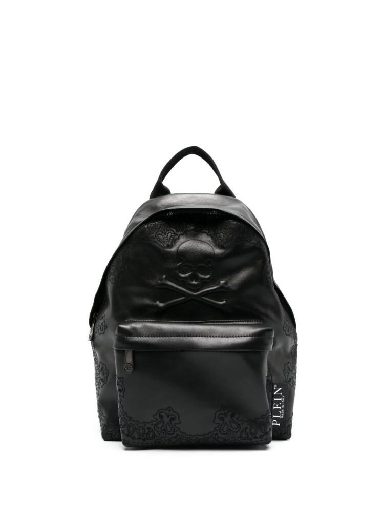 Philipp Plein paisley-embroidered leather backpack - Black Cover