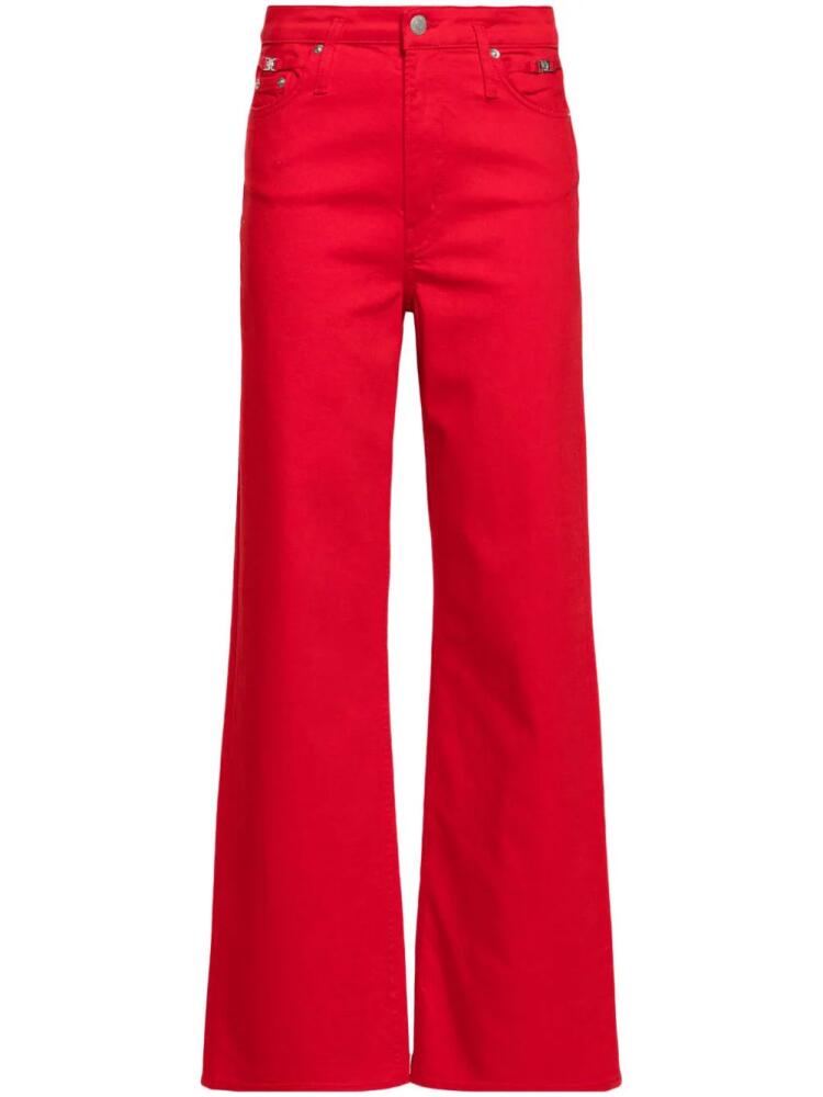 Maje Clover-plaque high-rise wide-leg jeans - Red Cover