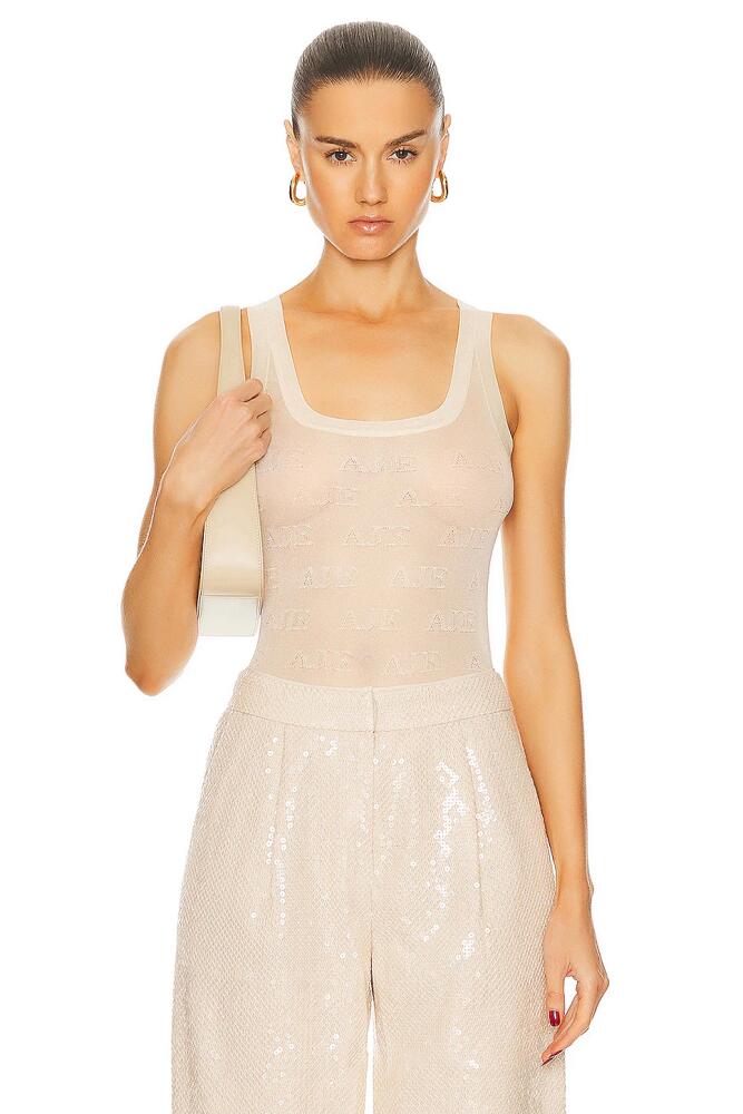 Aje Method Logo Scoop Neck Tank Top in Metallic Neutral Cover