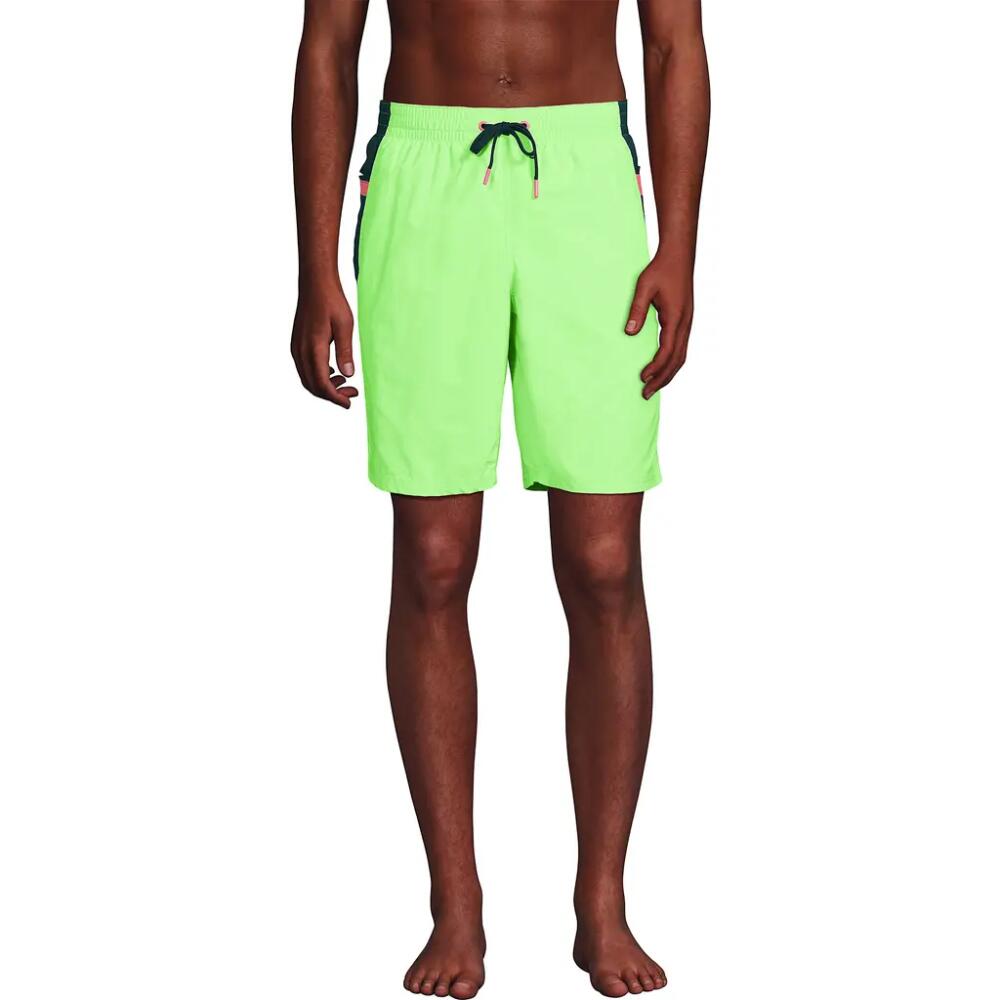 Lands' End 9" Volley Swim Trunks in Lime Jade Colorblock Cover