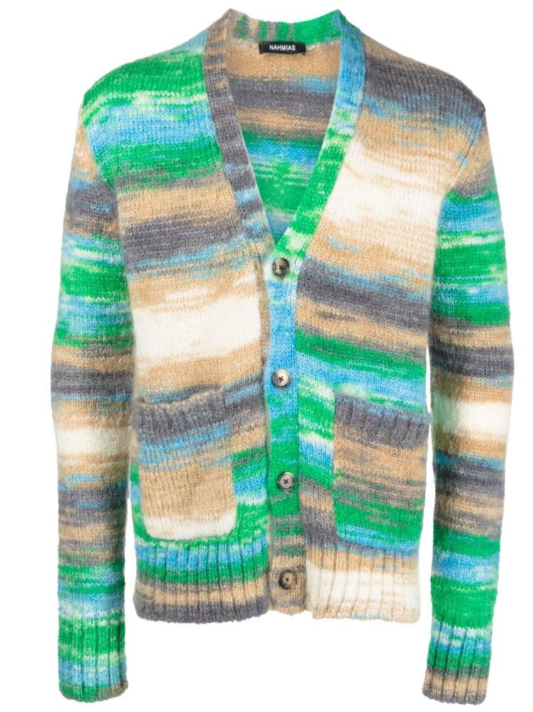 Nahmias V-neck marl-knit cardigan - Green Cover