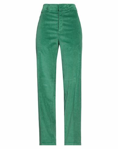 Department 5 Woman Pants Green Cotton, Modal, Polyester, Rubber Cover