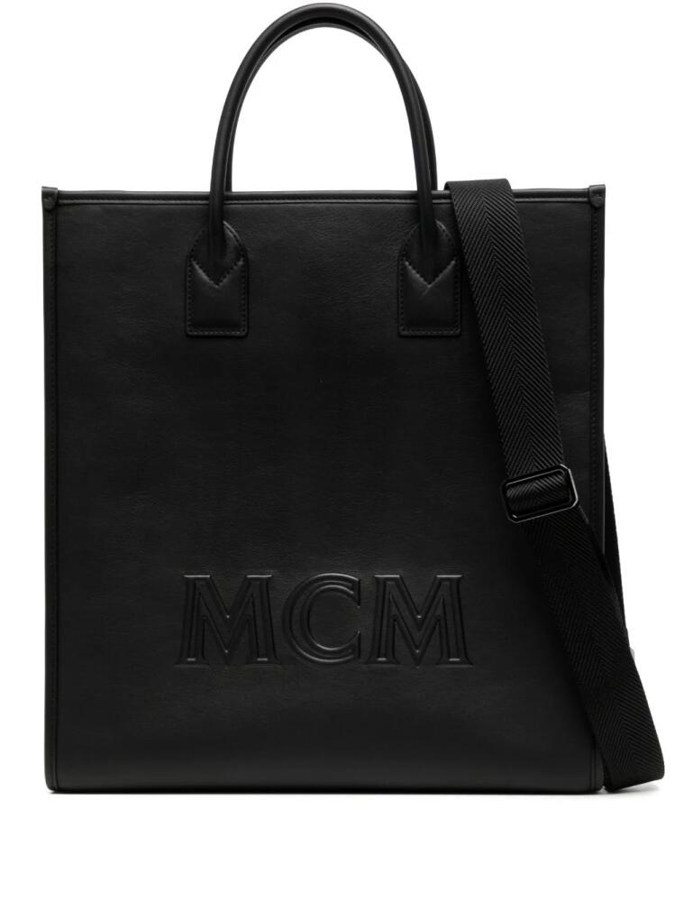 MCM large Klassik embossed-logo tote bag - Black Cover