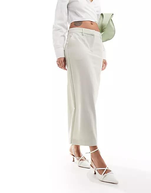 Vero Moda maxi skirt with slit back in stone-Neutral Cover