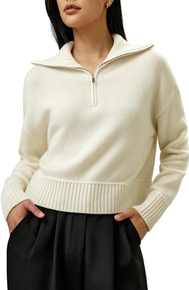 Lilysilk Relaxed Fit Wool-Cashmere Blend Sweater for Women in White Cover