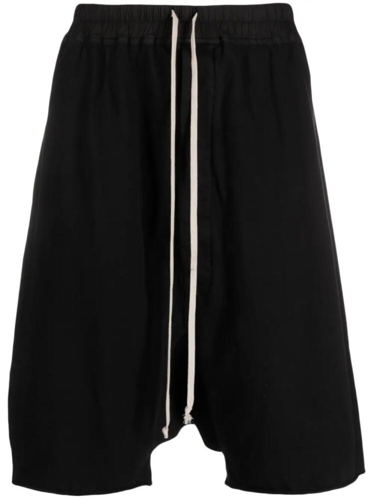 Rick Owens DRKSHDW organic cotton drop-crotch track shorts - Black Cover