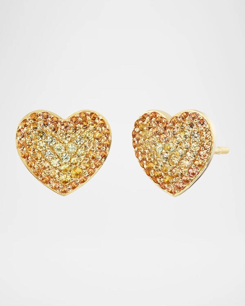 Emily P. Wheeler Lucy Ombré Heart Sapphire Stud Earrings in 18K Yellow Gold Cover