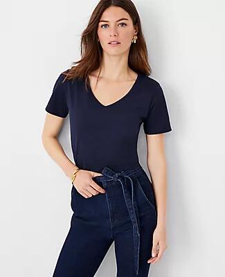 Ann Taylor Petite Pima Cotton V-Neck Tee Cover