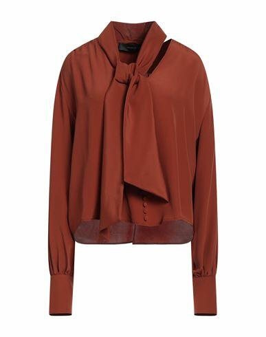 Federica Tosi Woman Top Brown Acetate, Silk Cover