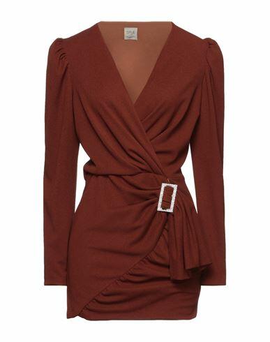 5rue Woman Mini dress Brown Polyester, Elastane Cover