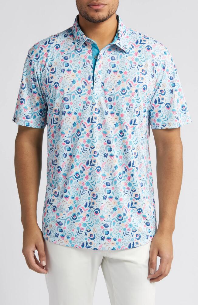 Swannies Clyde Floral Golf Polo in Sky Cover