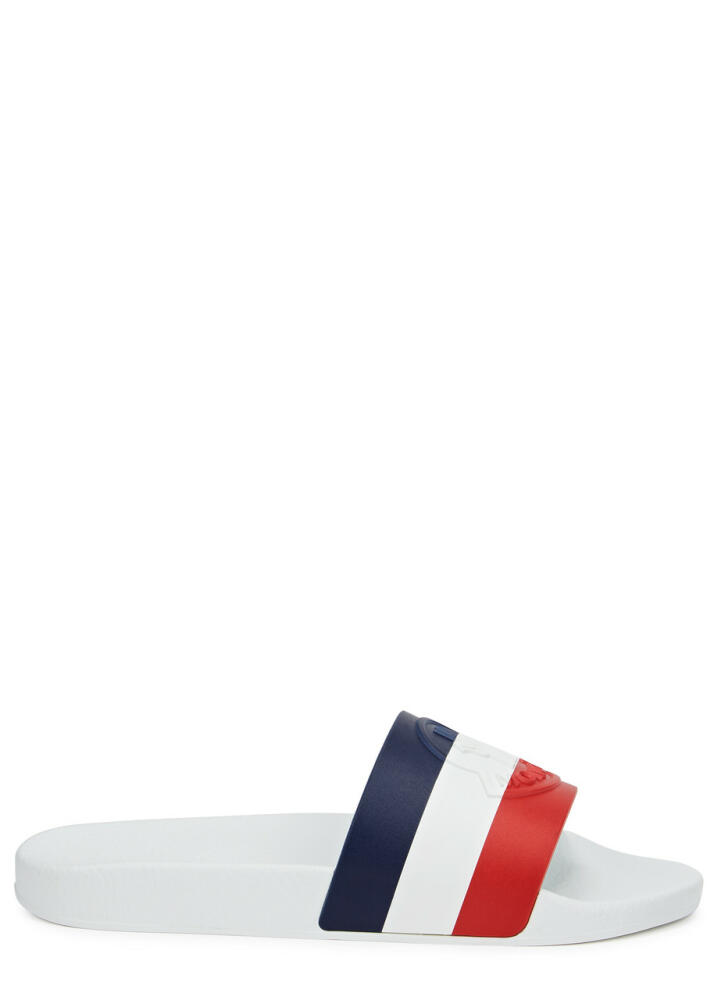 Moncler Basile Striped Rubber Sliders - White Cover