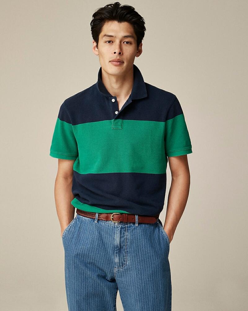 J.Crew Slim washed piqué polo shirt in stripe Cover