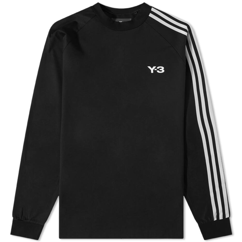 Y-3 3 Stripe Long Sleeve T-Shirt in Black/Off White Cover