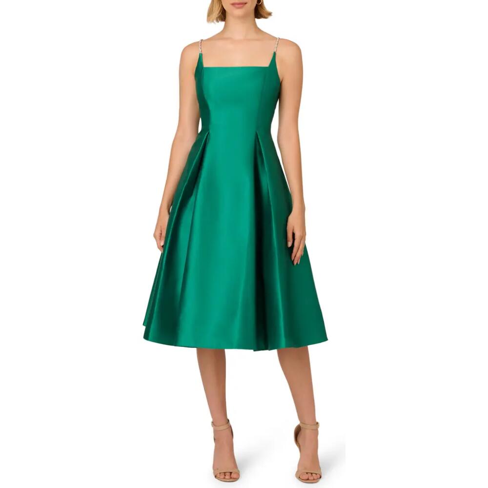 Adrianna Papell Mikado Sleeveless Fit & Flare Dress in Vivid Emerald Cover