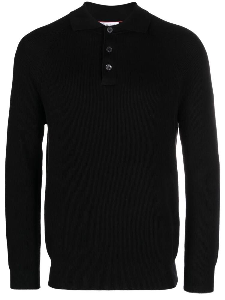 Brunello Cucinelli button-up cotton polo shirt - Black Cover