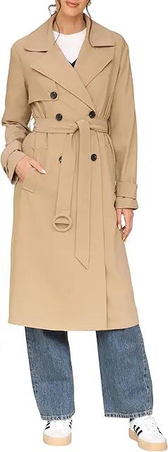 Avec Les Filles Relaxed Duster Trench Coat (Khaki) Women's Coat Cover