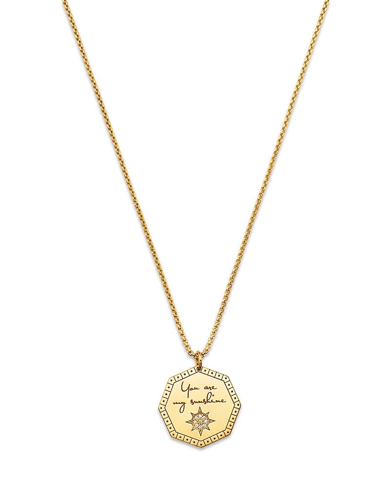 Zoe Chicco 14K Yellow Gold Mantra Diamond You are My Sunshine Medallion Pendant Necklace, 16-18 Cover