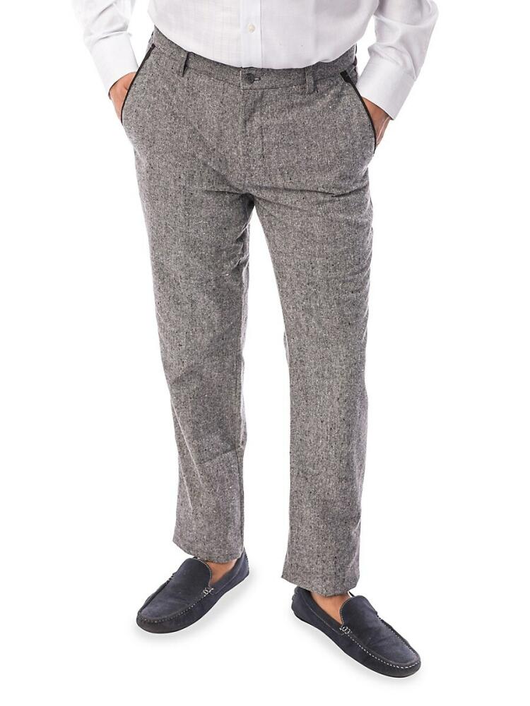 Elie Balleh Men's Tweed Trousers - Grey Black Cover