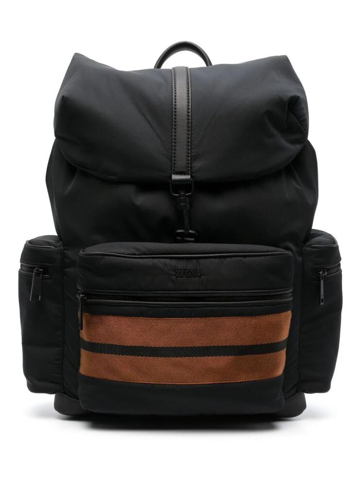 Zegna stripe-trim backpack - Black Cover