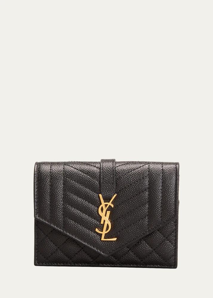 Saint Laurent Envelope Small YSL Flap Wallet in Grained Leather Cover