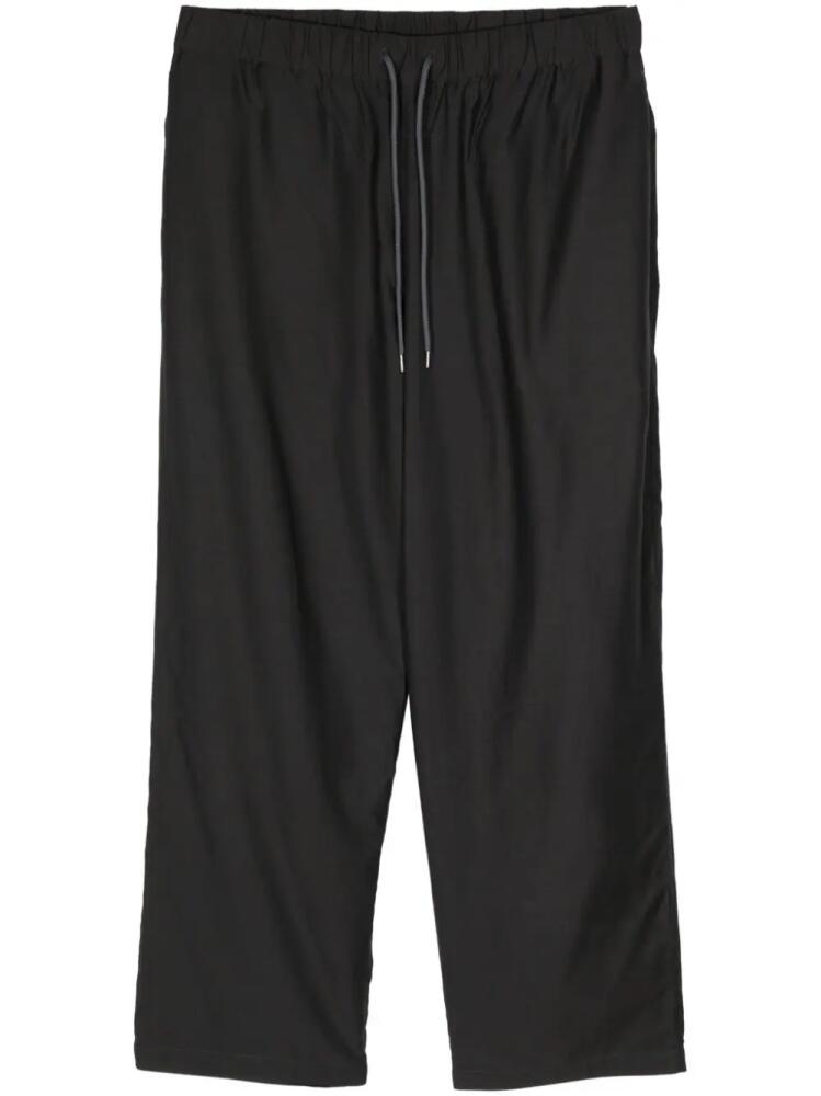 Attachment drawstring-waistband straight-leg trousers - Black Cover