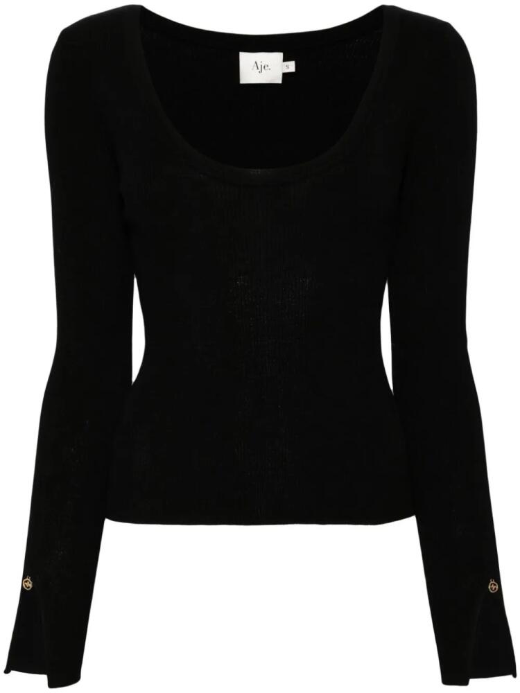 Aje Alina ribbed knit merino top - Black Cover