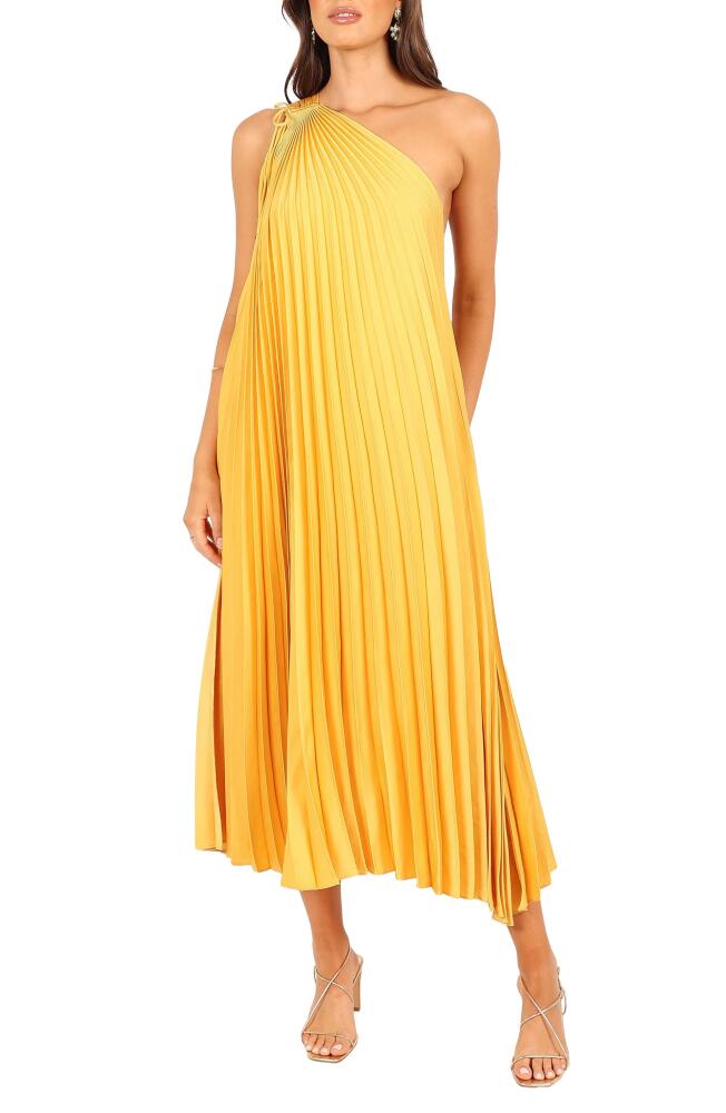 Petal & Pup Cali Pleated One-Shoulder Maxi Dress in Saffron Cover