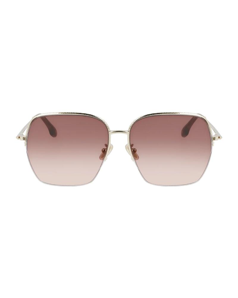 Victoria Beckham Hammered Oversized Square Metal Sunglasses Cover