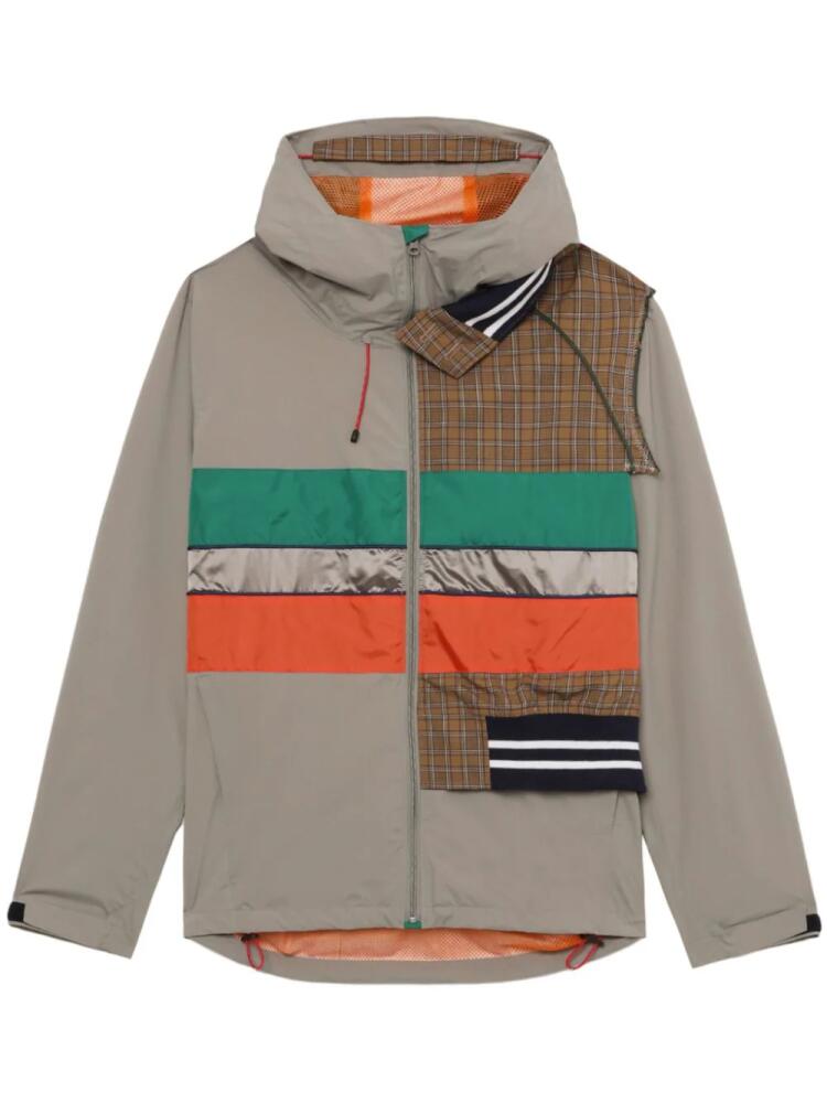 Kolor contrasting-panel hooded jacket - Green Cover