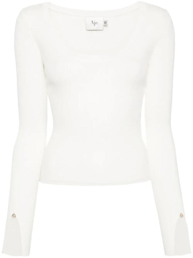 Aje Alina ribbed knit merino top - White Cover