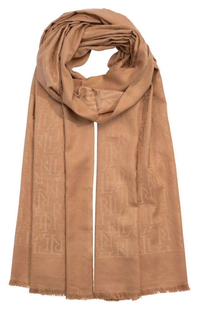 Lauren Ralph Lauren Jacquard Logo Scarf in Camel Cover