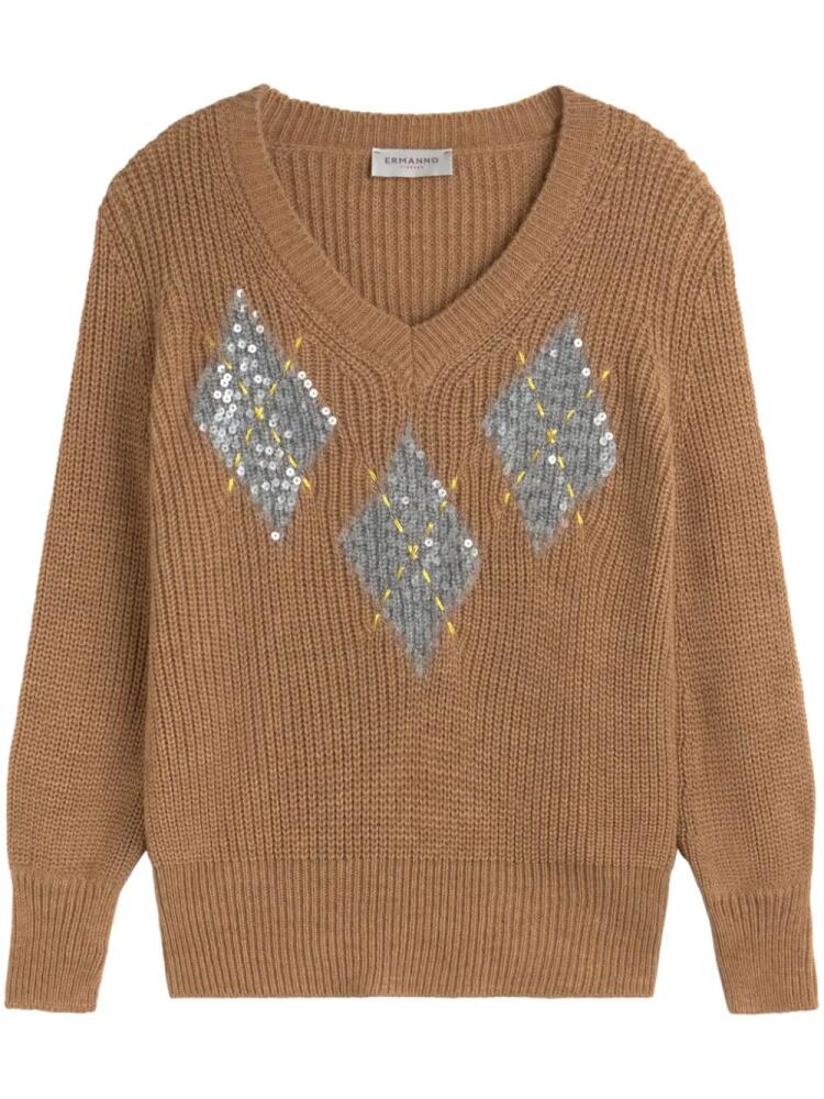 ERMANNO FIRENZE sequin embellished sweater - Brown Cover