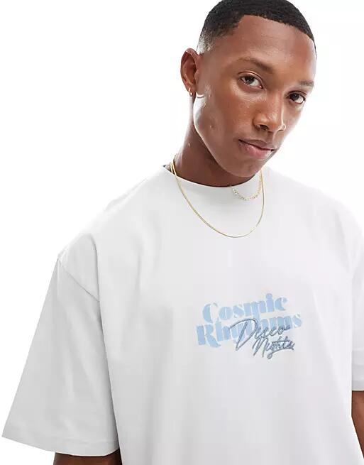 Pull & Bear Cosmic print T-shirt in off-white Cover