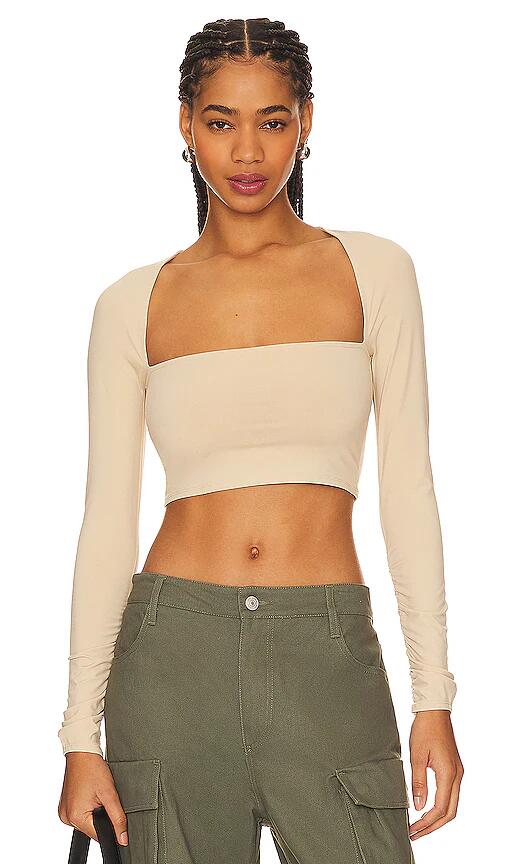 WeWoreWhat Long Sleeve Bandeau Top in Beige Cover