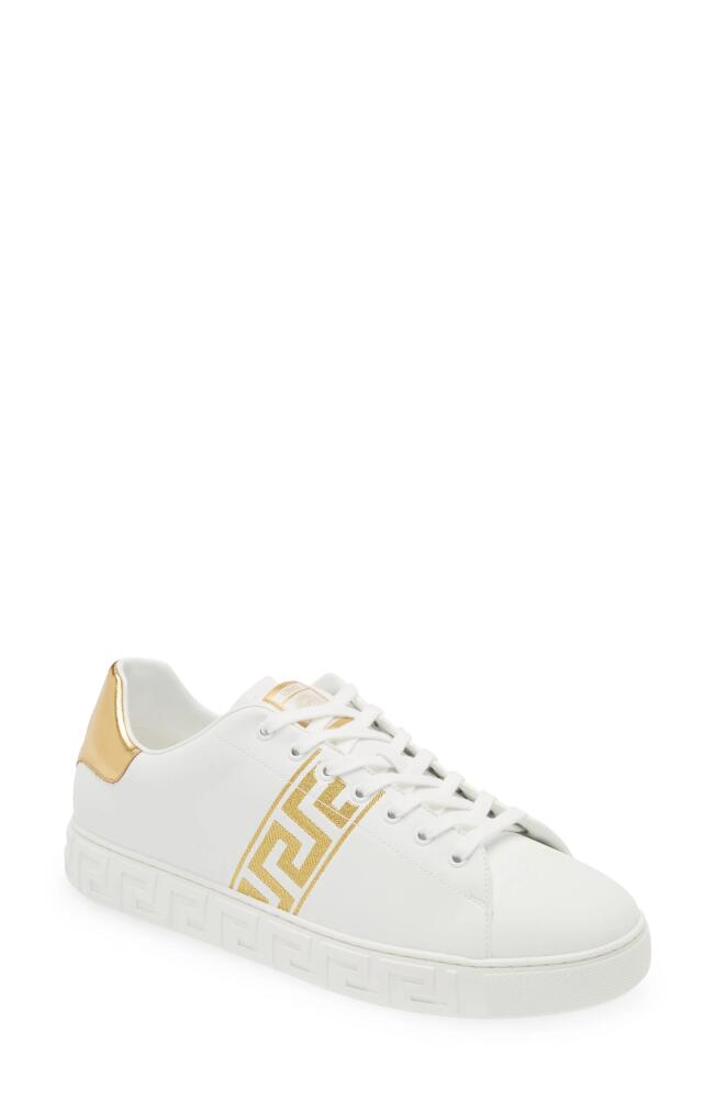 Versace Barocco Greca Jacquard Low Top Sneaker in 2W110-White Gold Cover