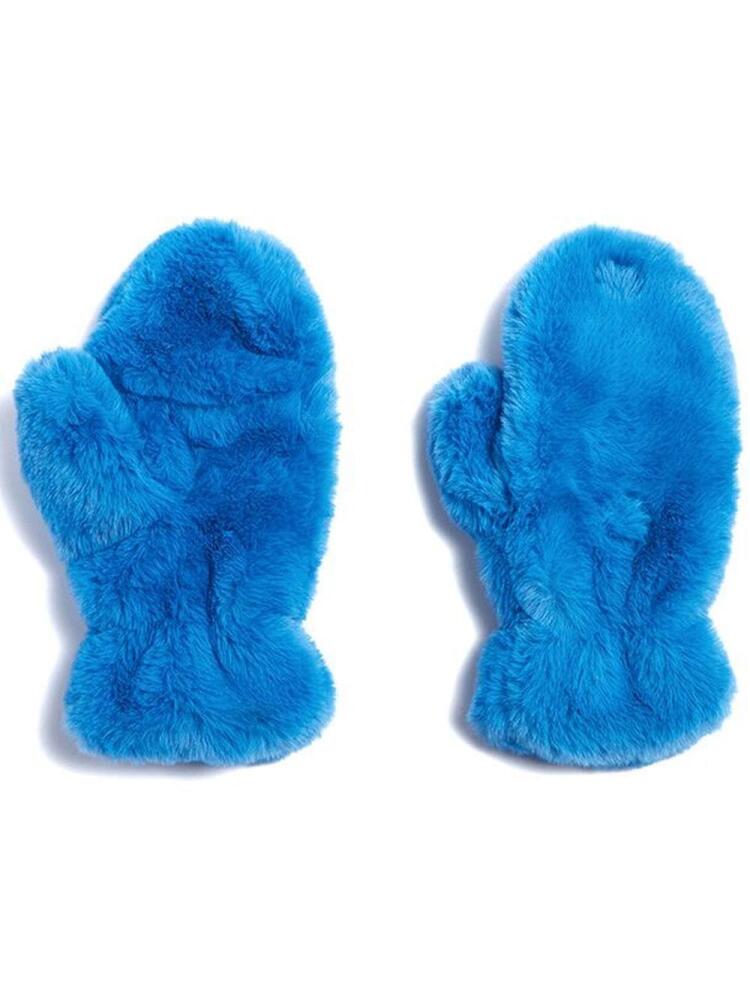 Apparis Coco faux-fur mittens - Blue Cover