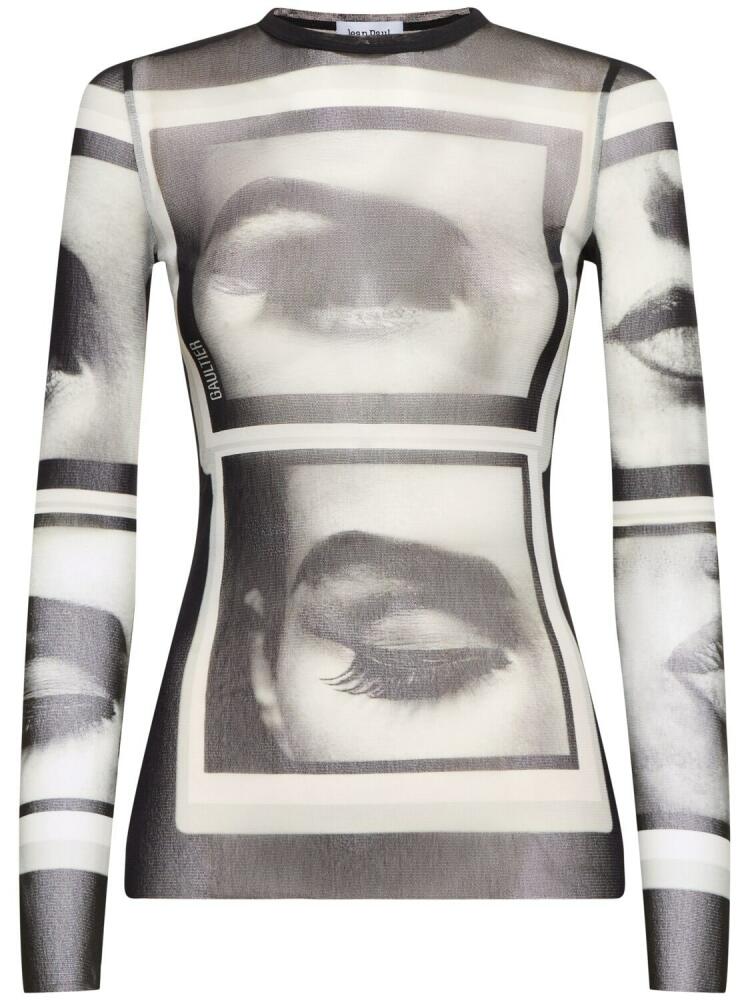 JEAN PAUL GAULTIER Eyes & Lips Printed Mesh L/s Top Cover