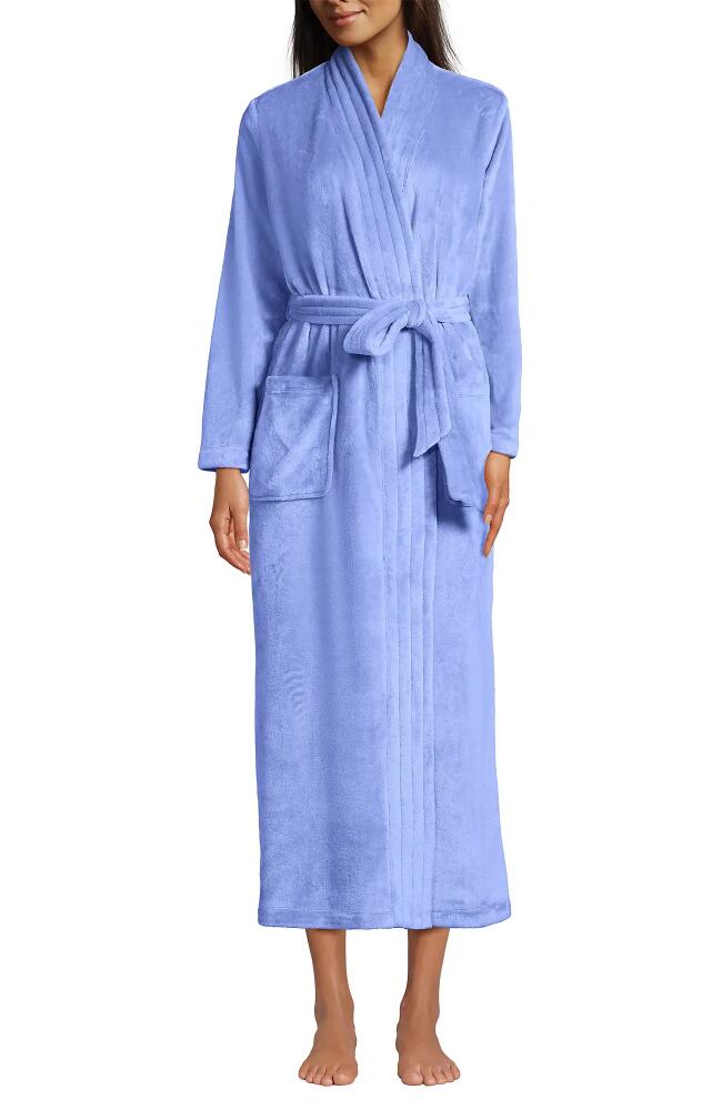 Lands' End Cozy Plush Long Wrap Robe in Light Cornflower Cover