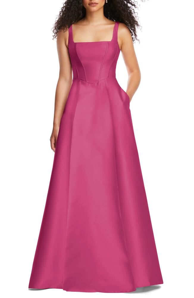 Alfred Sung Corset Satin Gown in Tea Rose Cover