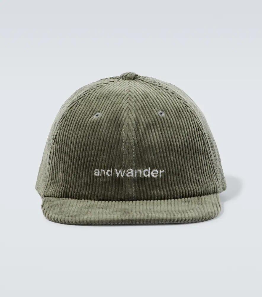 And Wander Embroidered cotton corduroy cap Cover