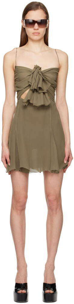 Blumarine Khaki Ruffled Minidress Cover