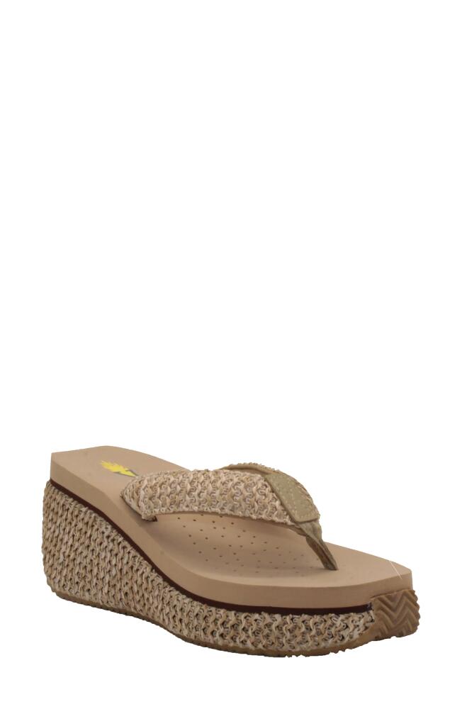 Volatile Island Platform Flip Flop in Natural Raffia Fabric Cover