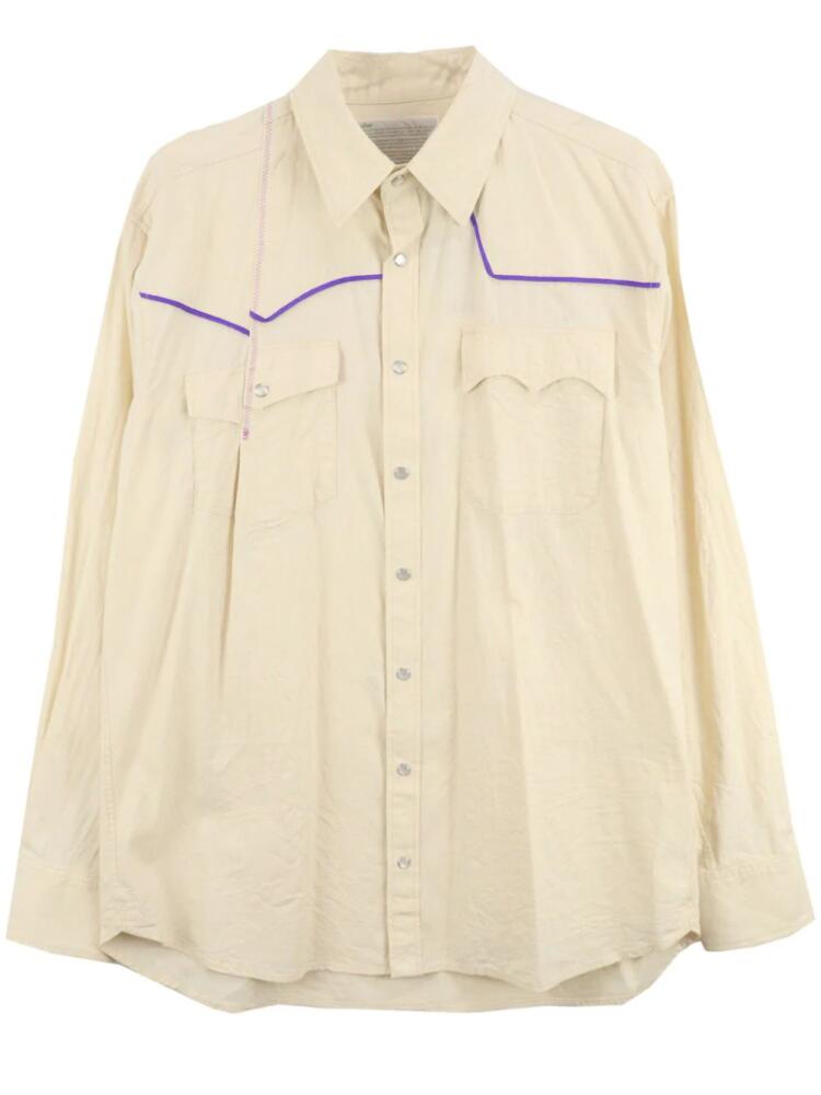 Kolor pipe-trim cotton shirt - Neutrals Cover