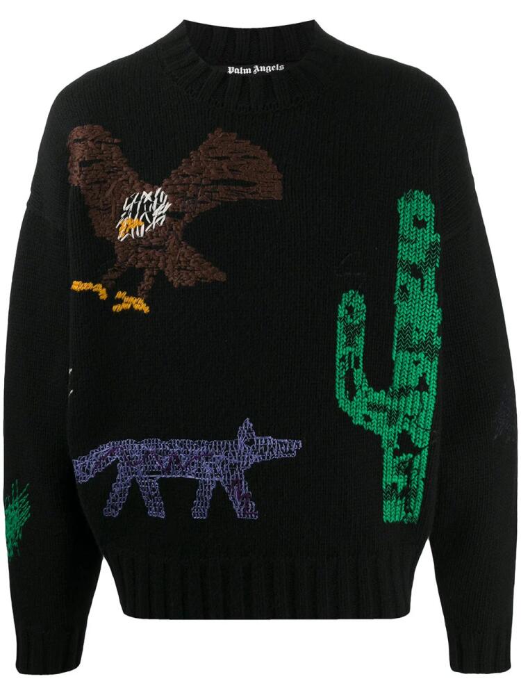 Palm Angels New Folk embroidered jumper - Black Cover